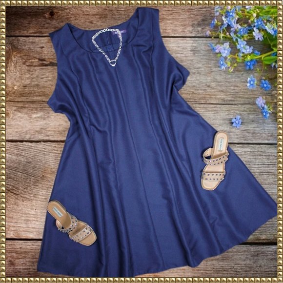 Roaman's Dresses & Skirts - 🛑SOLD🛑NWOT Plus Roaman's Fit and Flare Blue Sleeveless Dress Size 4X (34W)